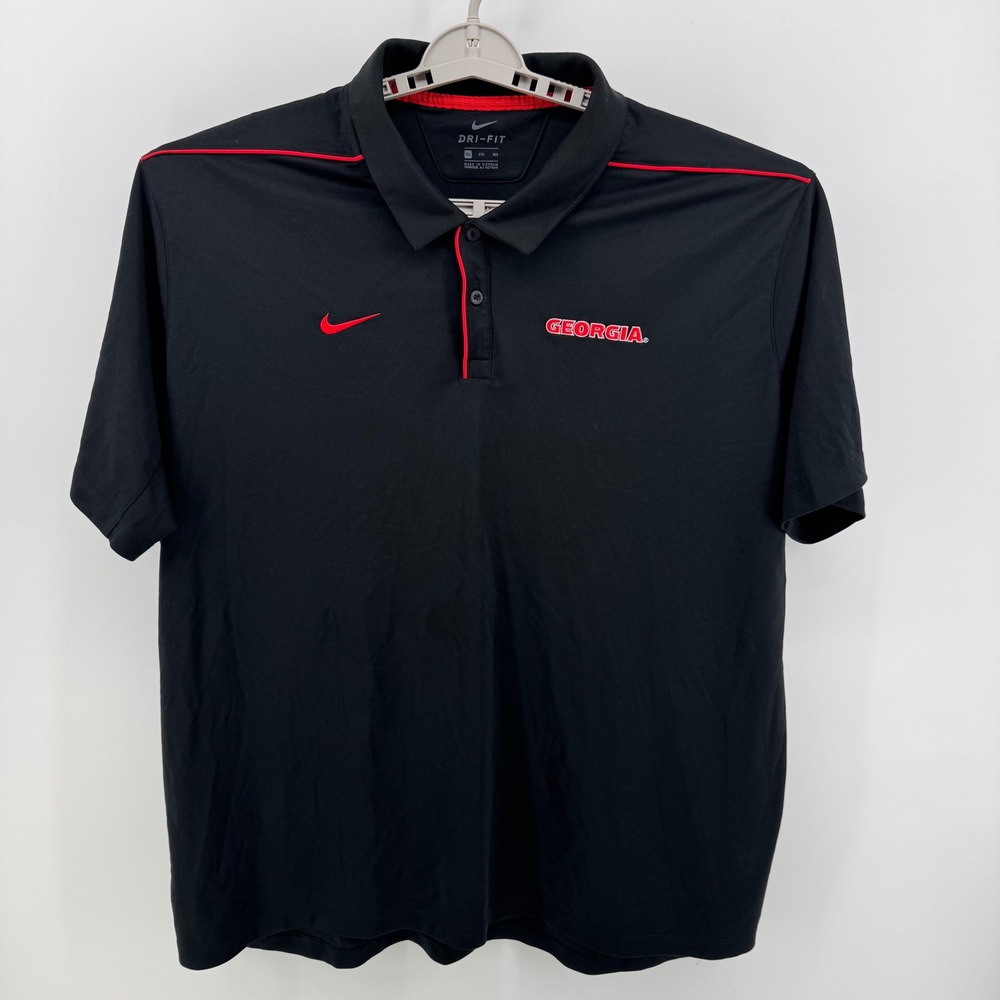 Nike Georgia Bulldogs Dri-FIT Polo Shirt Mens 3XL Black Red AR6725-010 UGA